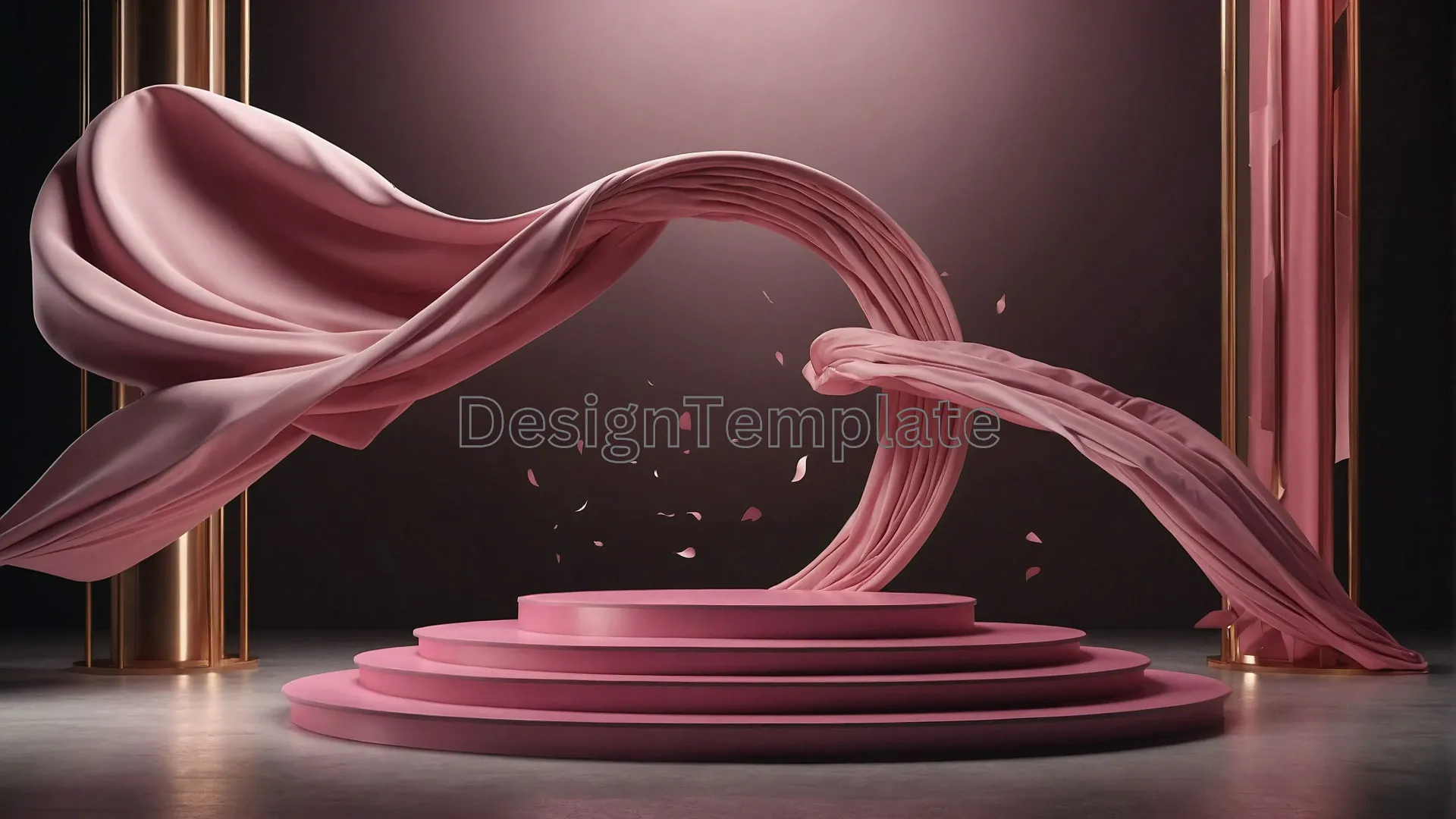 Luxurious Pink Cloth with 3D Podium Photo